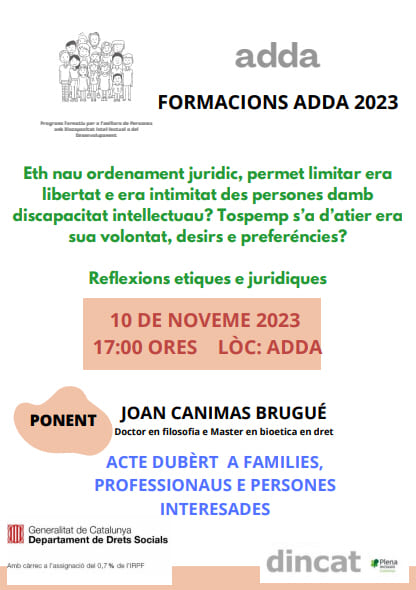 Formacions ADDA: “Reflexions ètiques i jurídiques al voltant de la llei 8/21”